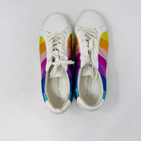 Kurt Geiger Metallic Rainbow Striped Women's Athletic Shoes - Picture 9 of 11